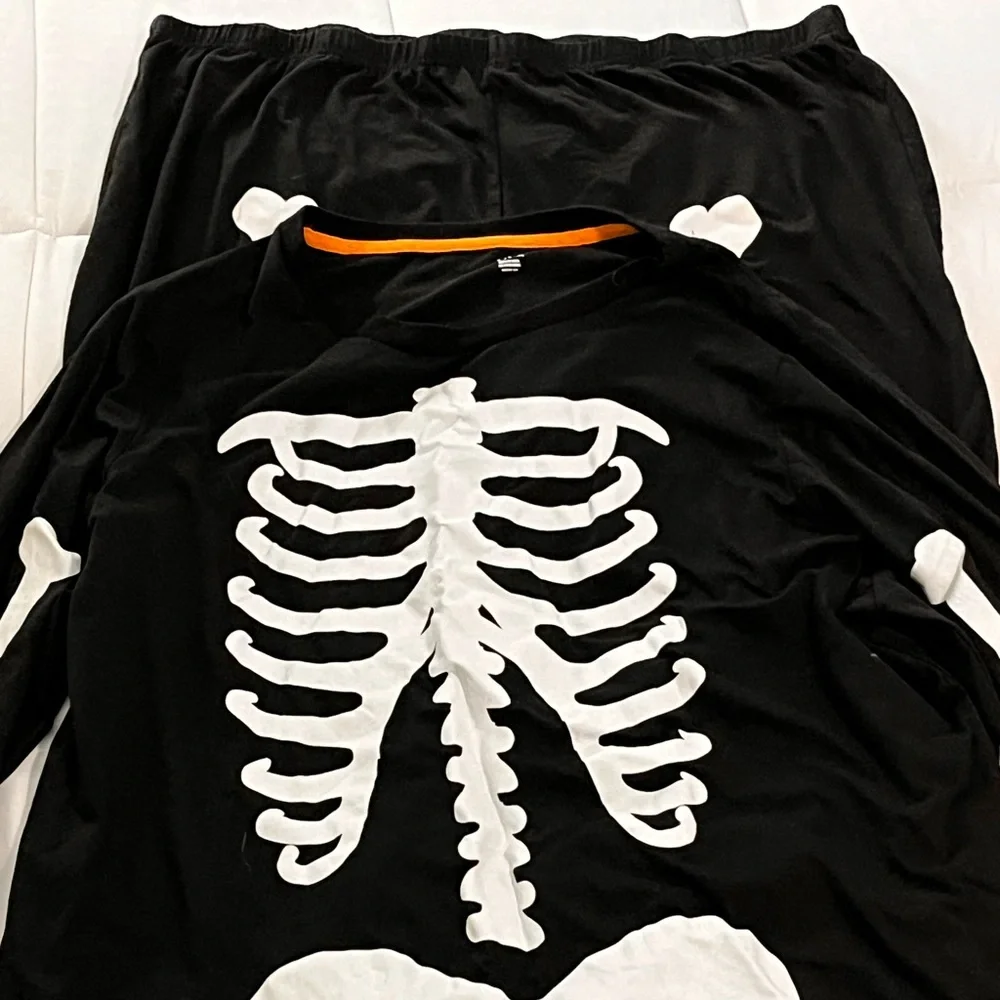 Black Skeleton Print Halloween Costume